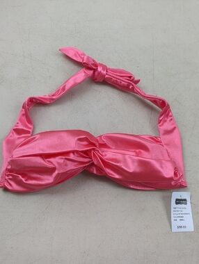 Nicolita Pink Satin Twist Halter Bikini Top